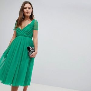ASOS Tulle Cocktail Dress with Sheer Sleeves